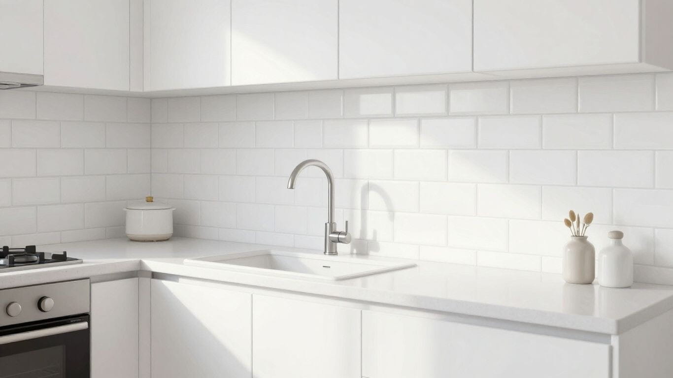 White subway tile kitchen backsplash