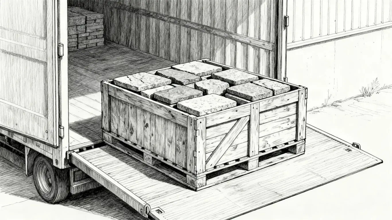 Cargando cajas de piedra natural para envío a nivel nacional