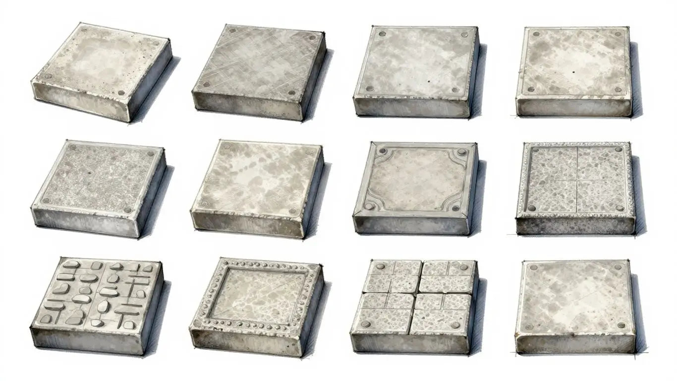 Sketch of 24x24 concrete pavers in various patterns.
