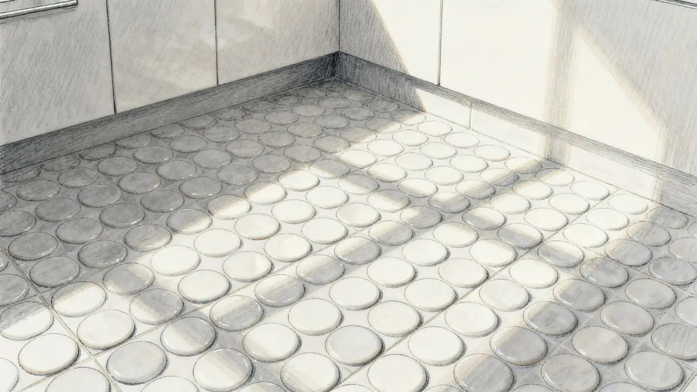 Geometric circular ceramic tiles layout