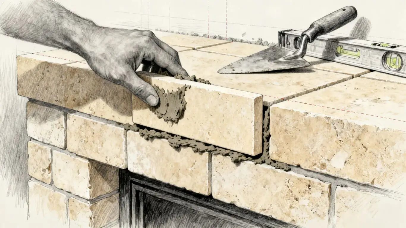 Detailed installation of stone tiles