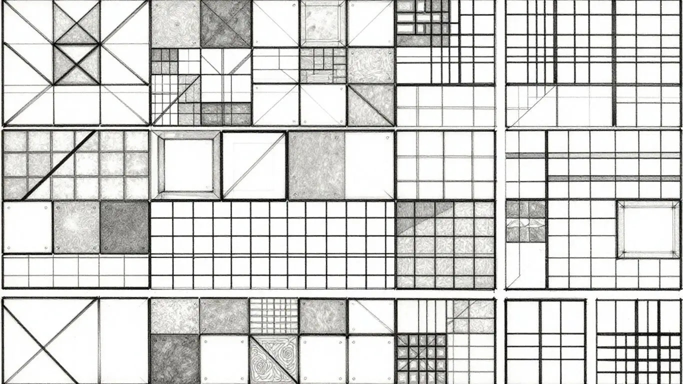 Sketch of a French tile pattern layout.