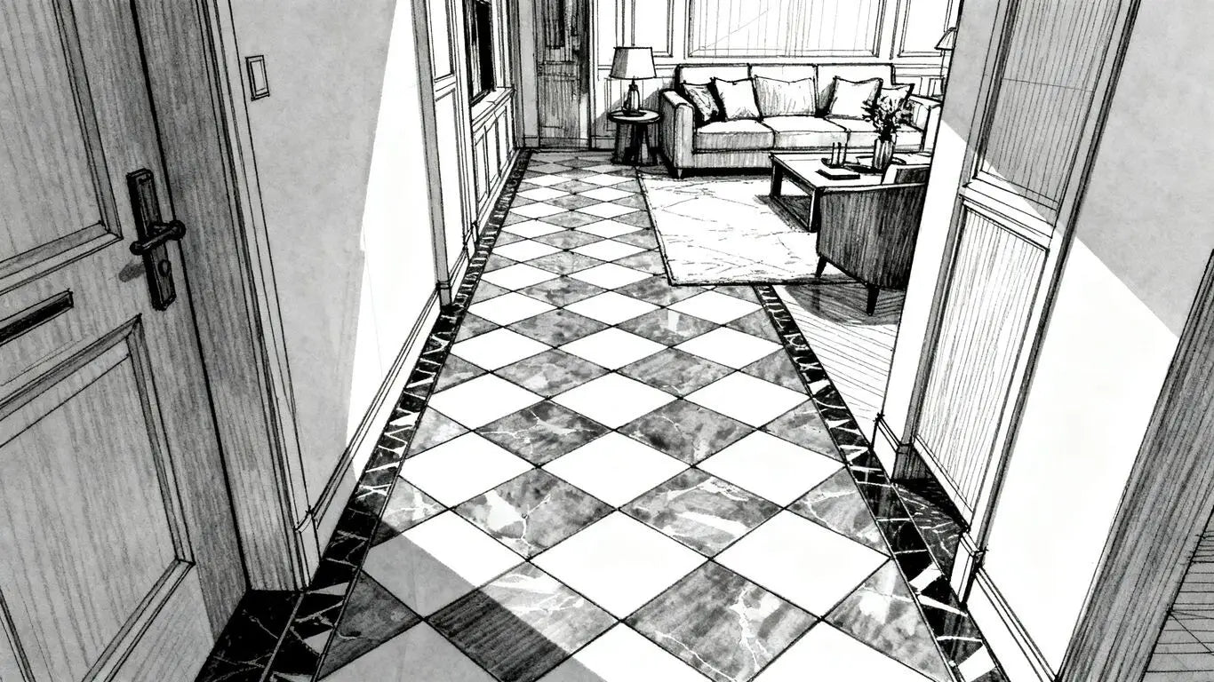 Architectural sketch of tile patterns