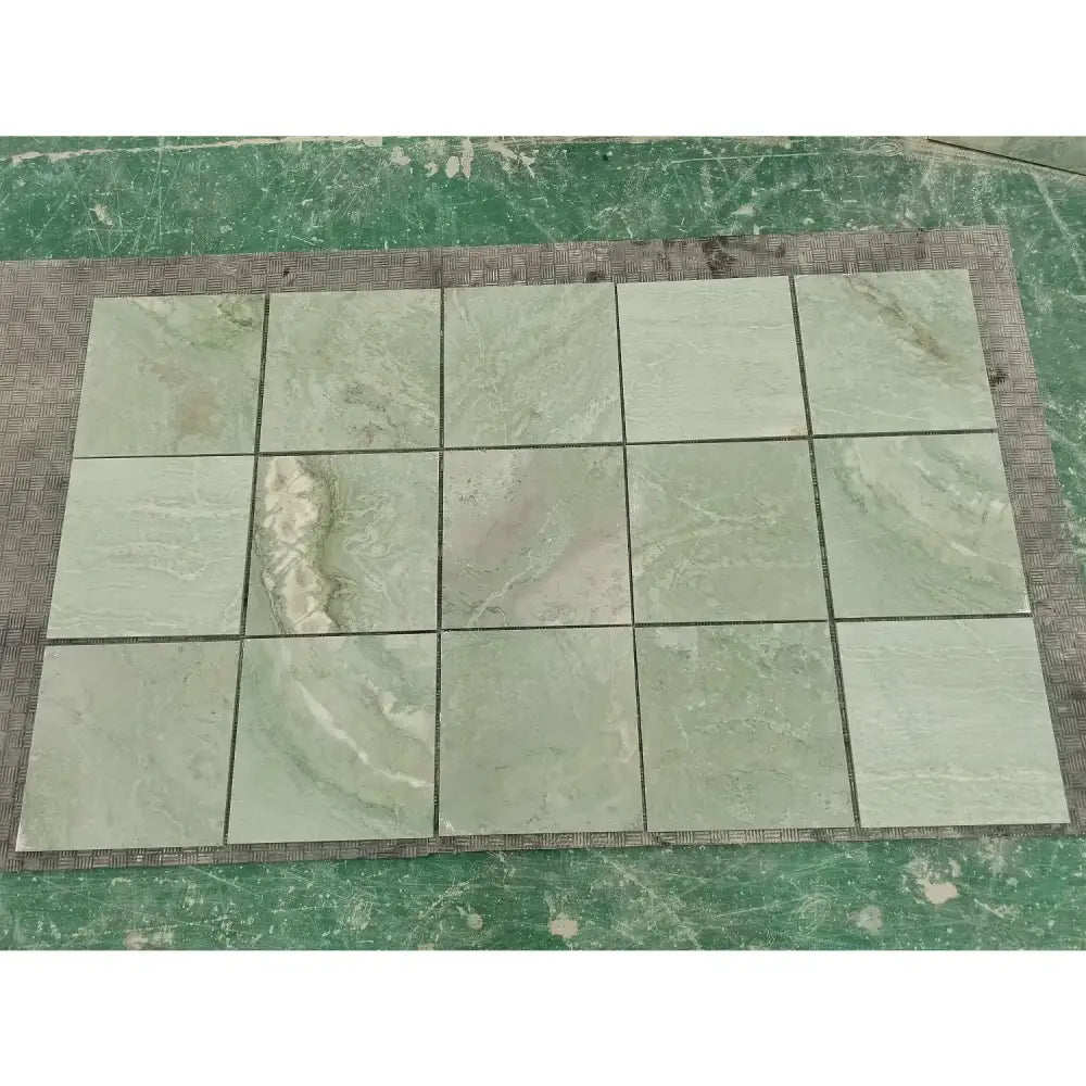 Green stone tiles from Ming Green Prestige 12x12 Marble for polished or honed surfaces