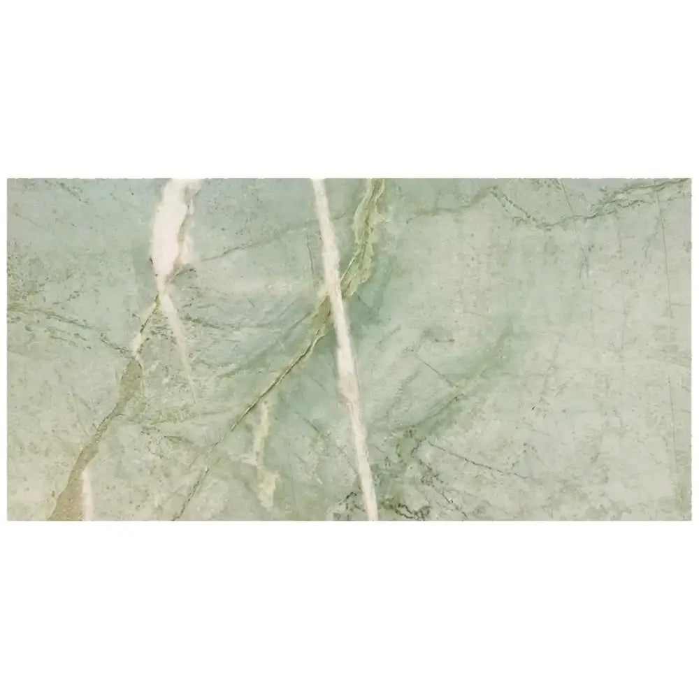 Green marble slab with white veining for Ming Green Prestige 12X24 Marble