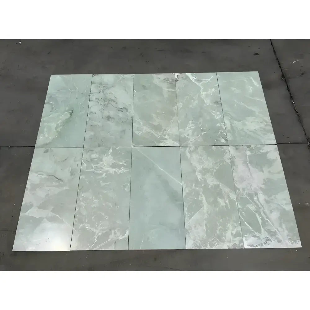Green marble tiles from Ming Green Prestige 12x24 collection, polished or honed finish