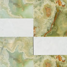 Modena in Green Onyx 12X12 and Carrara White Royale 6X12 Set-American Stone