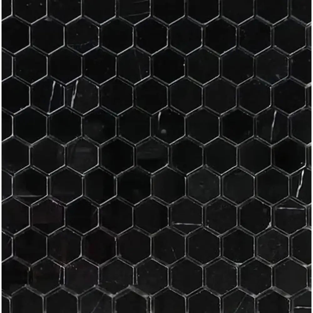 Nero Marquina Prestige/Black 1" Hexagon Marble Mosaic-American Stone