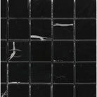 Black marble mosaic tile in Nero Marquina/Black 2X2 polished or honed finish