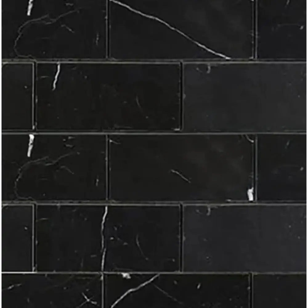 Nero Marquina Prestige/Black 2X4 Brick Marble Mosaic-American Stone
