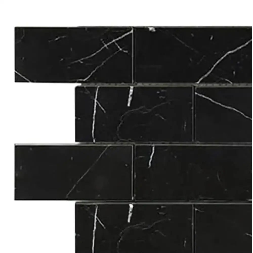 Nero Marquina Prestige/Black 2X4 Brick Marble Mosaic-American Stone
