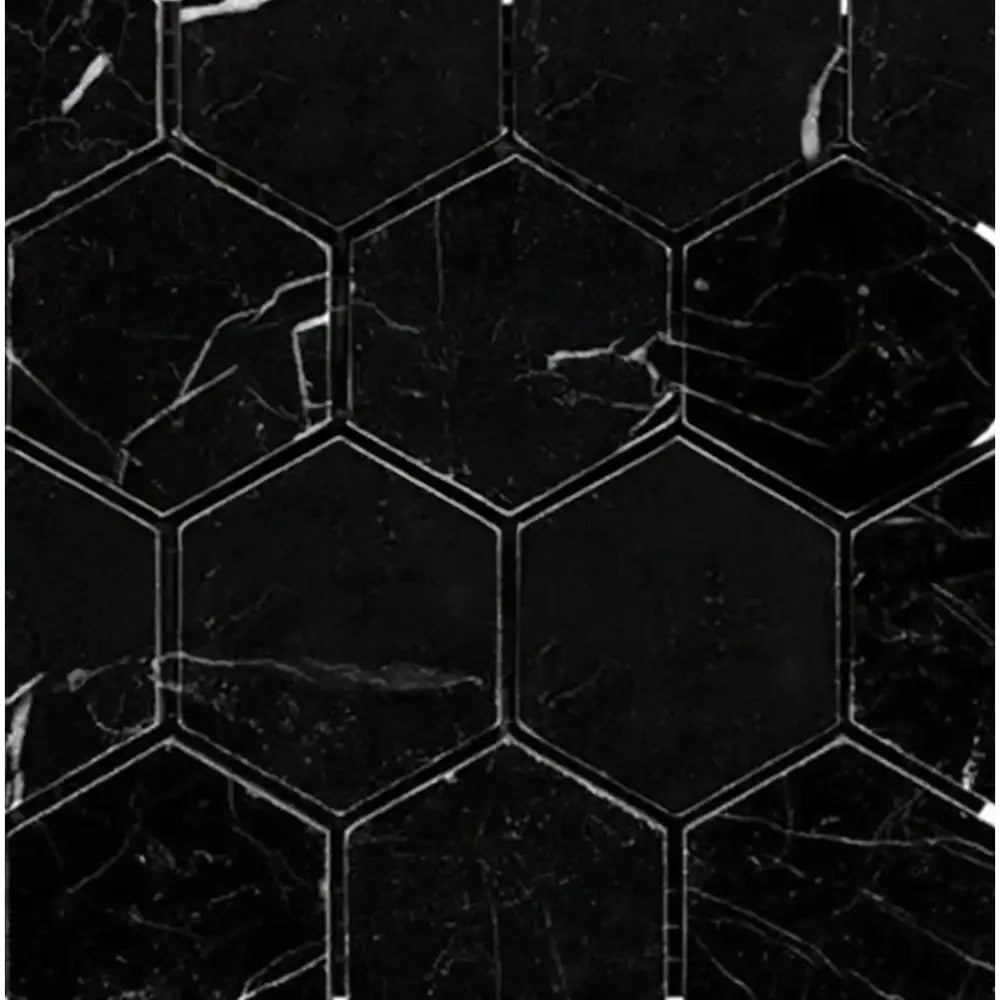 Nero Marquina Prestige/Black 3" Hexagon Marble Mosaic-American Stone