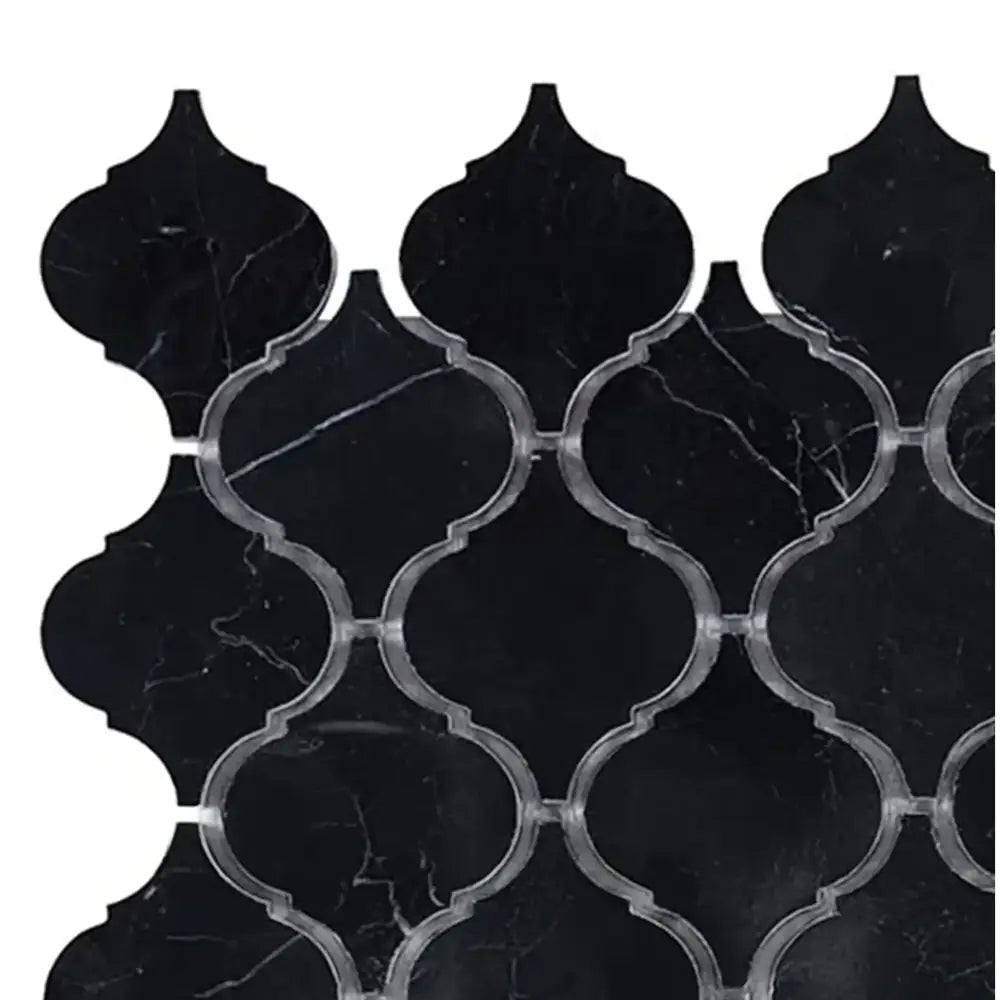 Nero Marquina Prestige/Black 3inch Lantern (Arabesque/Moroccan/Baroque) Marble Mosaic-American Stone