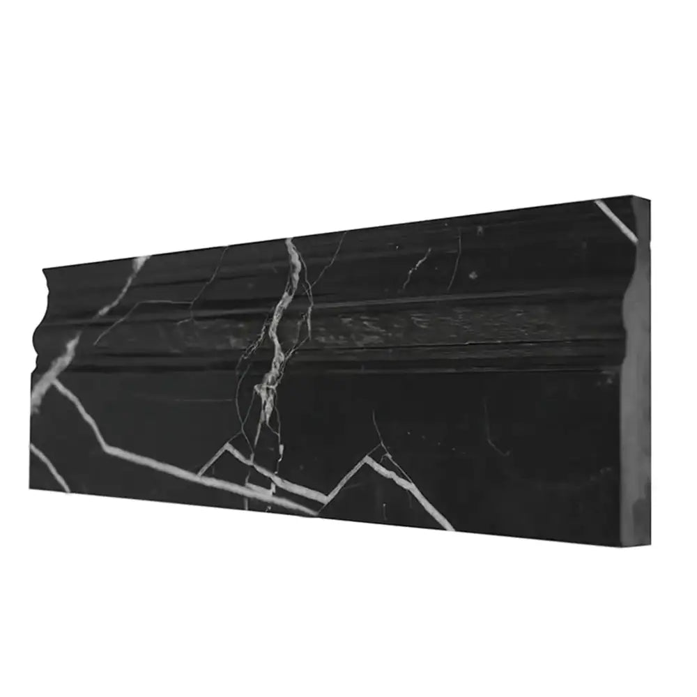Nero Marquina Prestige/Black 4 3/4X12 Baseboard Trim Molding-American Stone