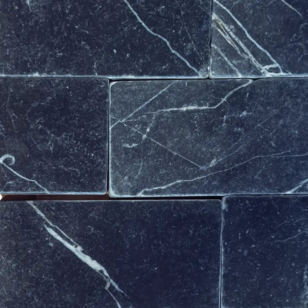 Nero Marquina Prestige / Black Marble 3X6 Tumbled-American Stone