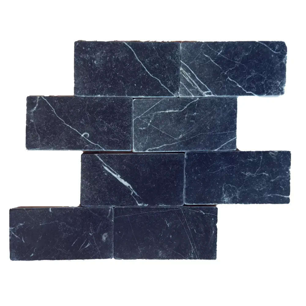 Nero Marquina Prestige / Black Marble 3X6 Tumbled-American Stone