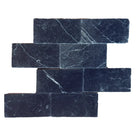 Black marble brick mosaic from Nero Marquina Black Marble 3X6 Tumbled collection