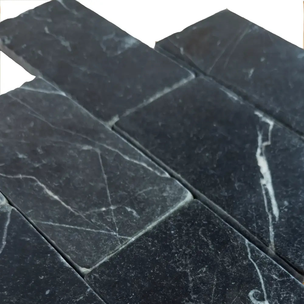 Nero Marquina Prestige / Black Marble 3X6 Tumbled-American Stone