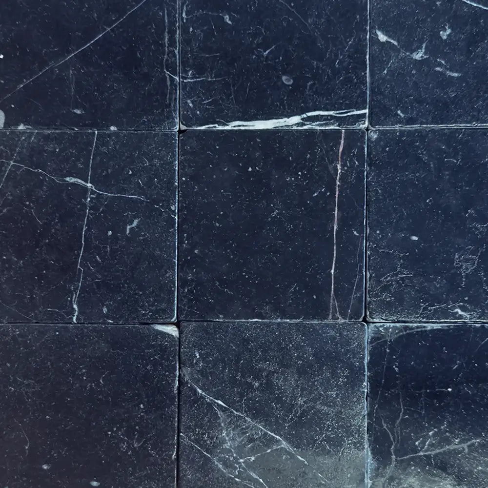 Nero Marquina Prestige / Black Marble 4X4 Tumbled-American Stone
