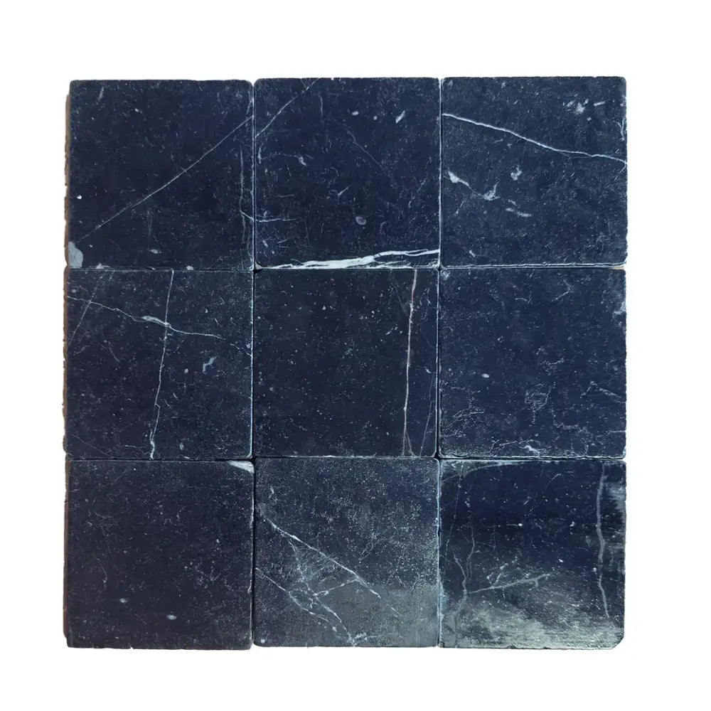 Nero Marquina Prestige / Black Marble 4X4 Tumbled-American Stone