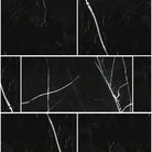 Black marble tile arrangement of Nero Marquina 6X12 polished or honed finish
