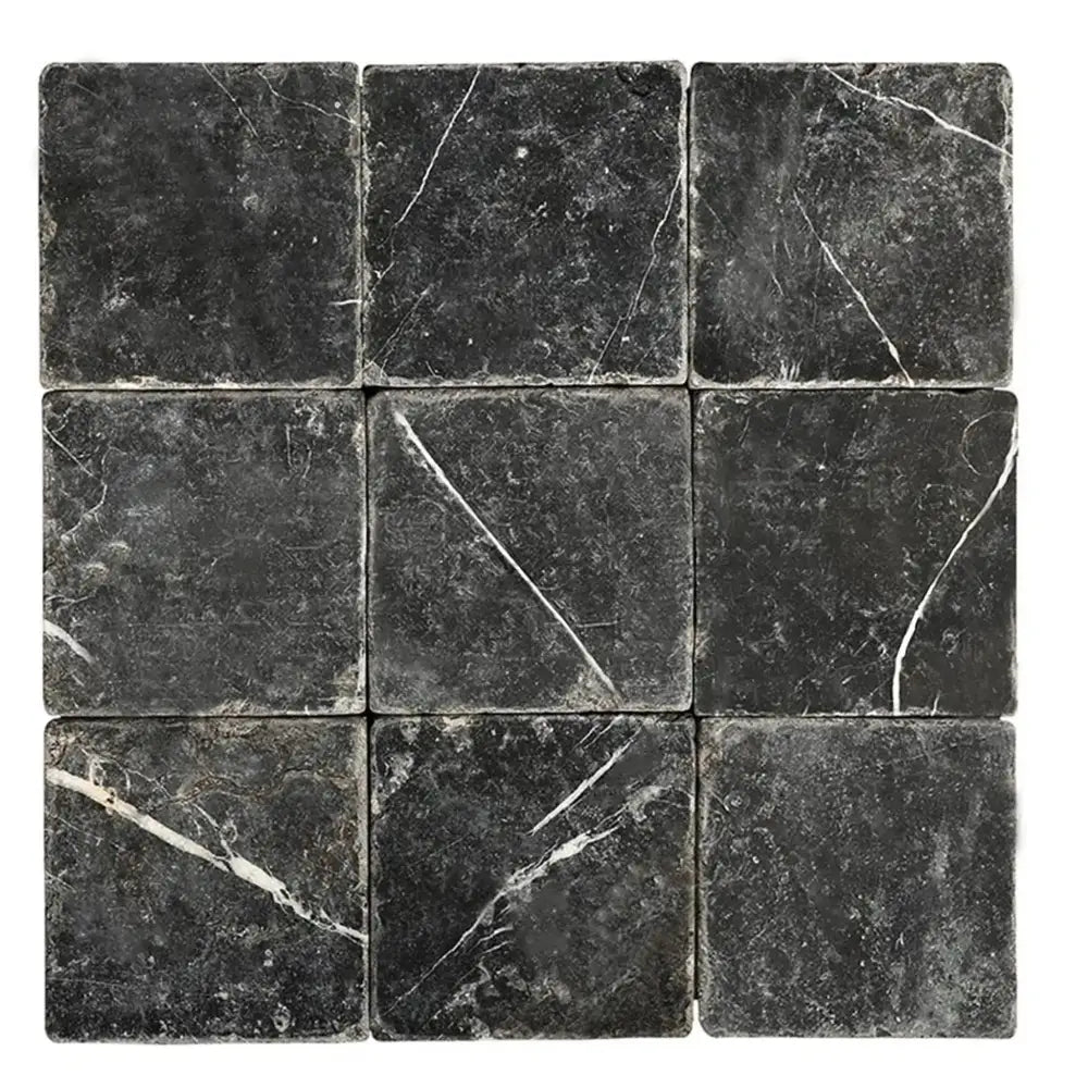 Nero Marquina Prestige / Black Marble 6X6 Tumbled-American Stone