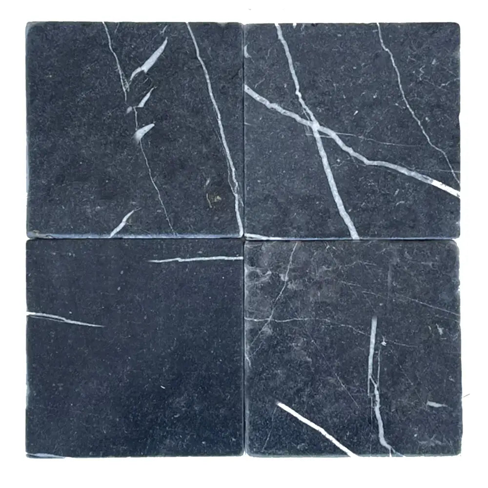Nero Marquina Prestige / Black Marble 6X6 Tumbled-American Stone