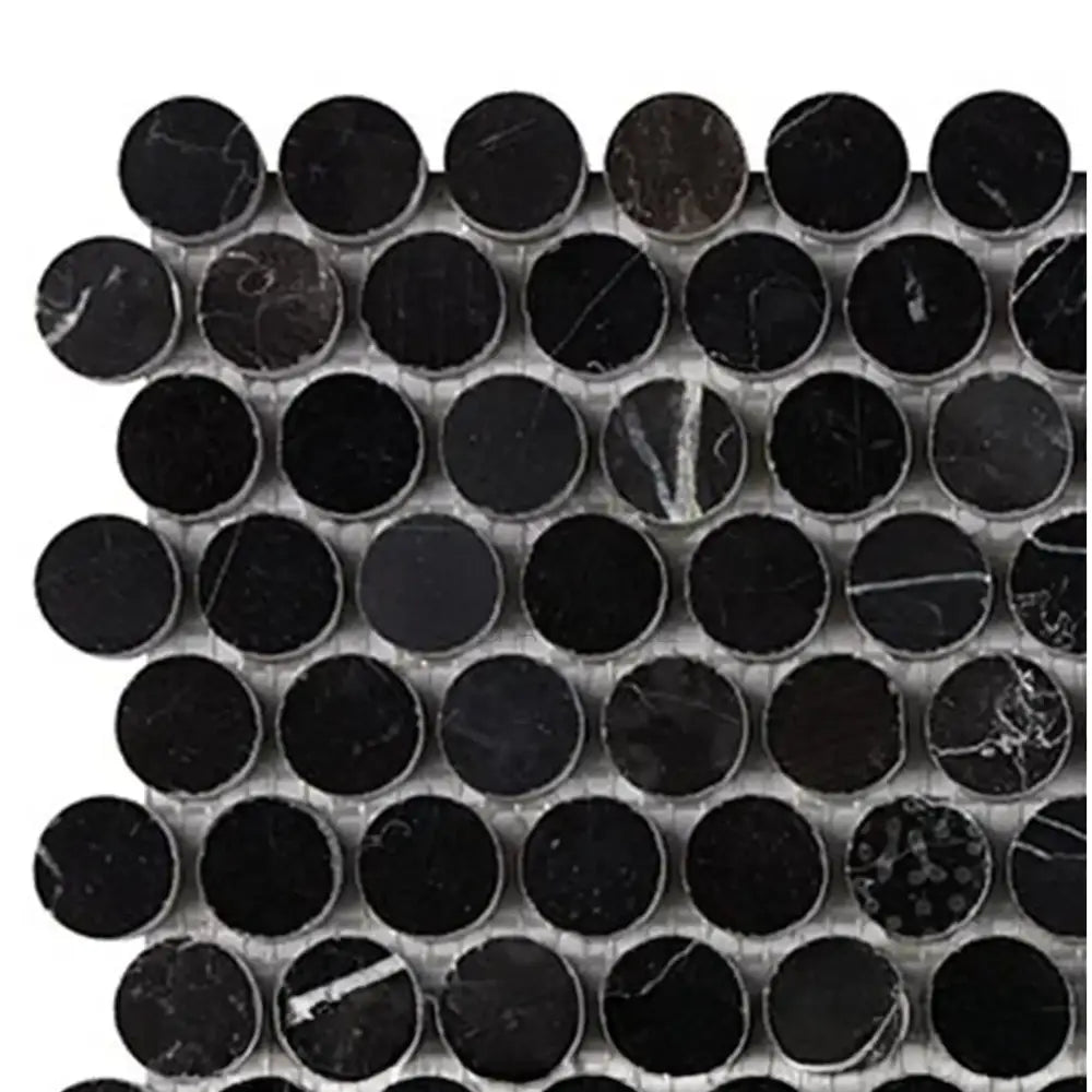 Nero Marquina Prestige/Black Penny-Round Marble Mosaic-American Stone