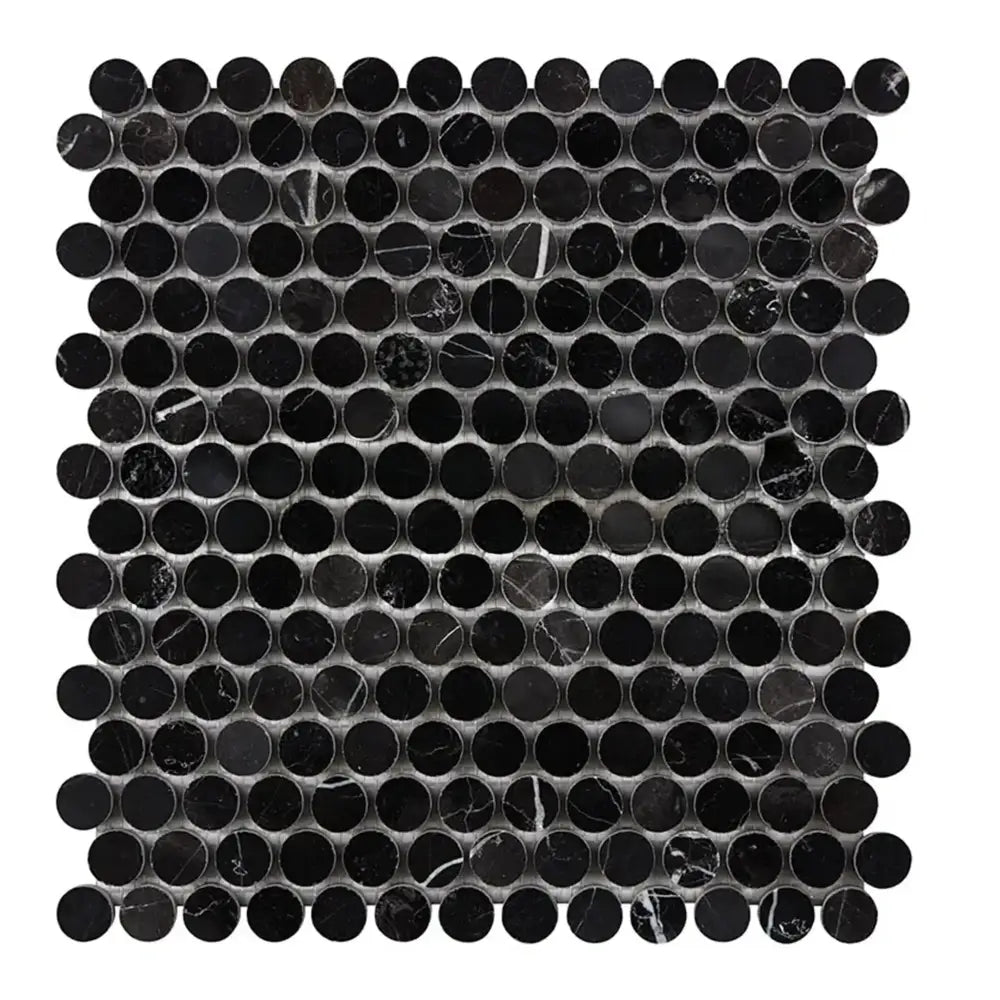 Nero Marquina Prestige/Black Penny-Round Marble Mosaic-American Stone