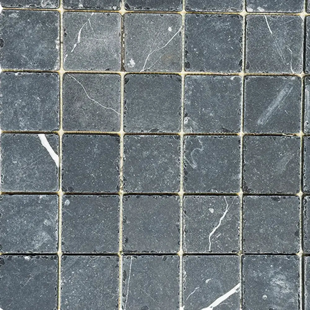 Square gray Nero Marquina Prestige Marble 2X2 tumbled tiles for elegant flooring