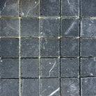 Square gray Nero Marquina Prestige marble tiles 2x2 Tumbled for elegant flooring