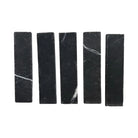 Five black Nero Marquina Prestige Marble rectangles for mosaic flooring or wall design