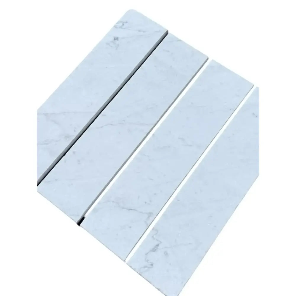 Marble tile mosaic from Oriental White Aurora 3x12 field tile product