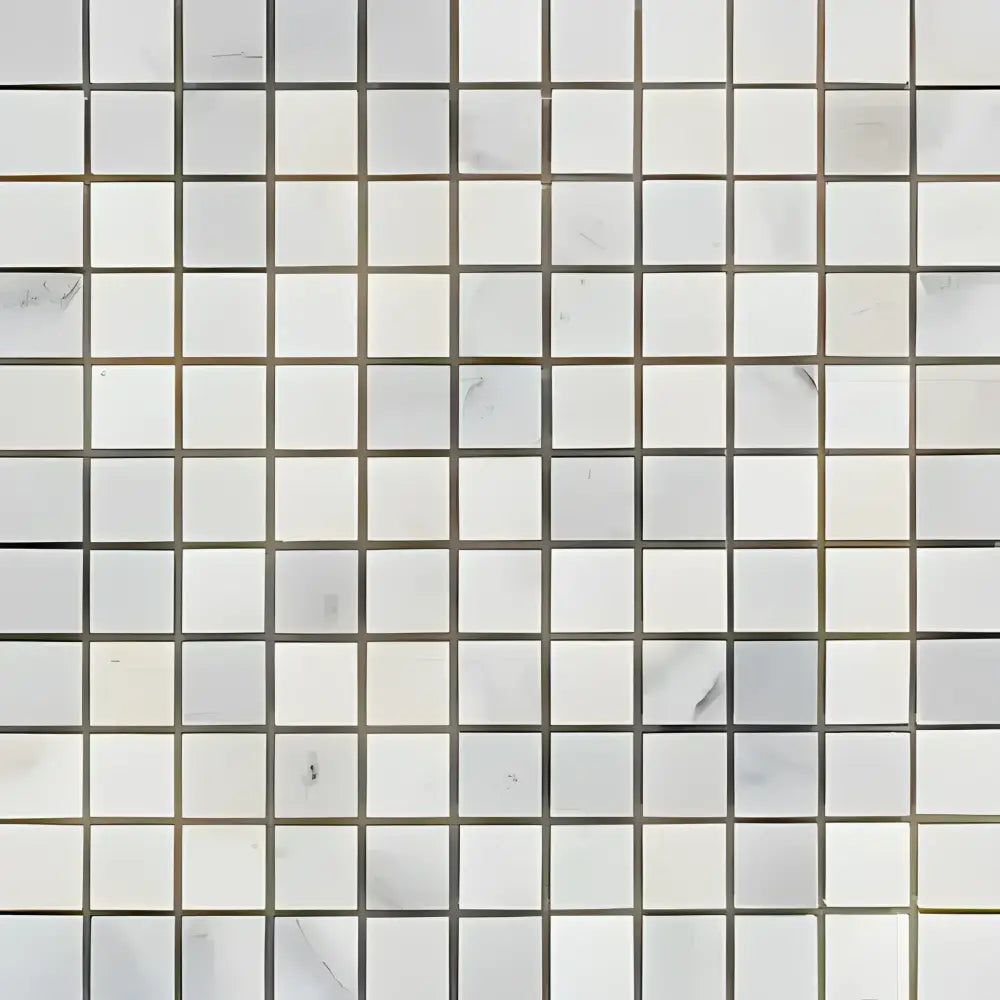 White square mosaic tiles from Oriental White Aurora Marble Mosaic collection