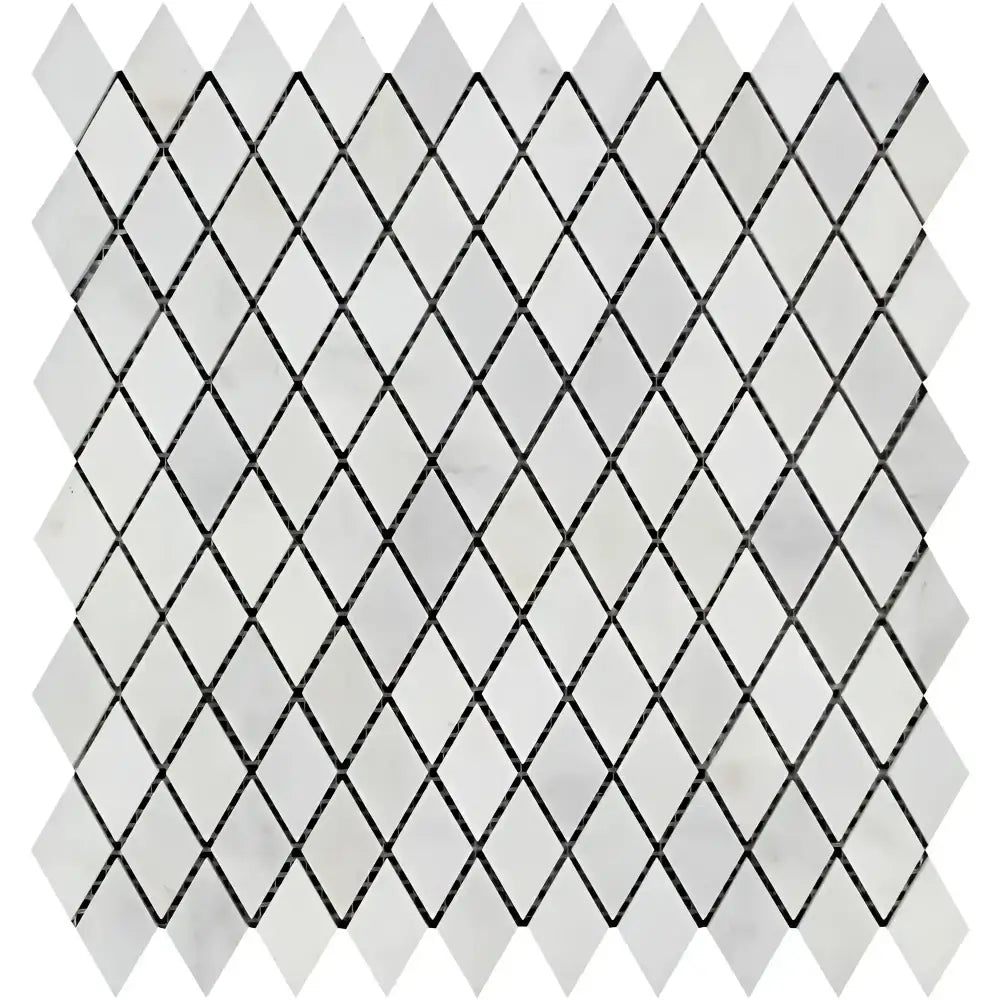 Diamond-patterned white marble tile sheet from Oriental White Aurora Asian Statuary collection