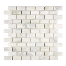 Oriental White Aurora White Aurora Asian Statuary 1X2 marble mosaic tile in polished or honed finish