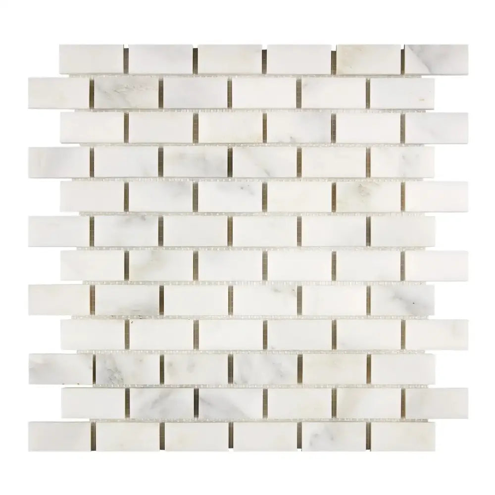 White marble brick mosaic tile from Oriental White Aurora Statuary 1X2 collection