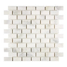 White marble brick mosaic tile from Oriental White Aurora Statuary 1X2 collection