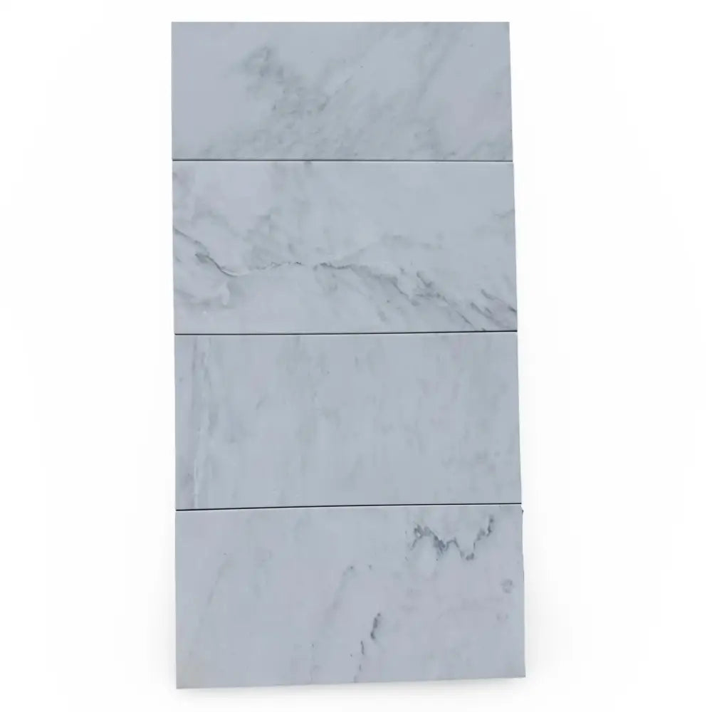 Rectangular marble-patterned tiles in Oriental White Aurora Asian Statuary finish