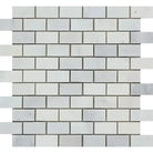 White brick mosaic tile from Oriental White Aurora Asian Statuary marble for elegant surfaces