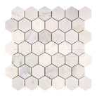 White marble hexagon tile mosaic from Oriental White Aurora for elegant flooring and walls