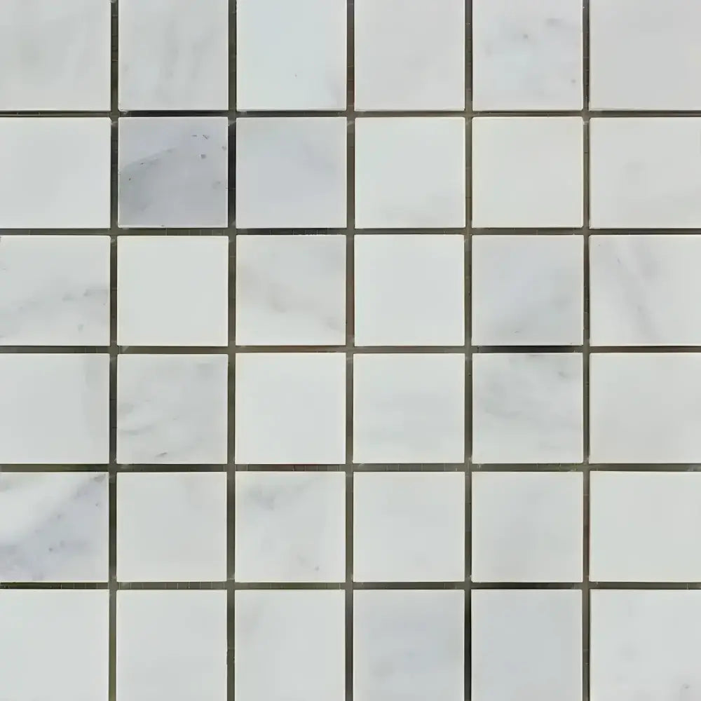 White square marble mosaic tiles for Oriental White Aurora Asian Statuary polished or honed finishes