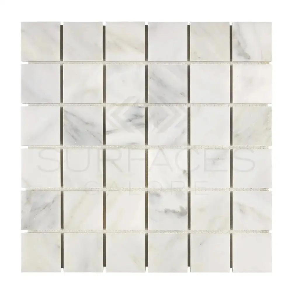 White marble mosaic tile from Oriental White Aurora Asian Statuary 2X2 polished or honed