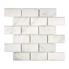 White marble brick tile from Oriental White Aurora Asian Statuary 2x4 mosaic