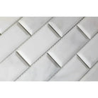 White beveled subway tile from Oriental White Aurora Marble Mosaic product