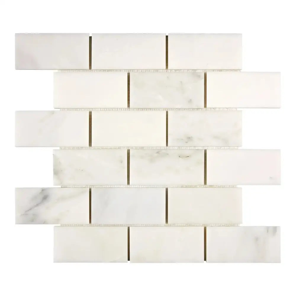 White marble brick mosaic tile from Oriental White Aurora Asian Statuary collection