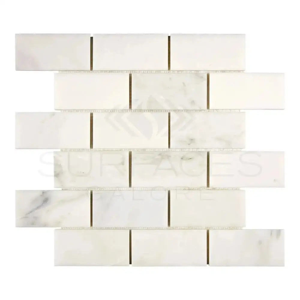 White marble brick mosaic tile from Oriental Aurora Asian Statuary 2X4 Polished or Honed