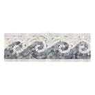 Mosaic tile border with wave pattern in blue-gray dots from Oriental White Aurora collection