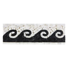 Black and white mosaic wave border tile from Oriental White Aurora with black dots