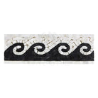Black and white mosaic wave border tile from Oriental Aurora Asian Statuary collection